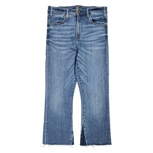 Abercrombie & Fitch Simone High Rise Ankle Flare Jeans Raw Hem Cropped